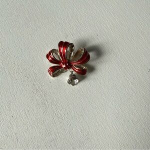 Vintage Christmas Ribbon Brooch Pin